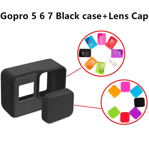 Silicone Camera Sleeve + Lens Cap Cover for GoPro Hero 5 6 7 black Protective Frame Case Shell for G