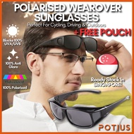 【FREE POUCH】 Polarized Wearover Fitover Sunglasses | 100% Polarized Sunglasses | 100% Anti-Glare | B