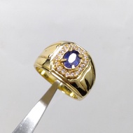 926 SILVER GOLD RING WITH LUXURIOUS AND ELEGANT BLUE SAPPHIRE GEMSTONE