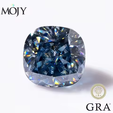 MOJY ViVid Blue Real Moissanite Loose Stones Cushion Cut 0.5ct~6ct Gemstone For Women Jewelry Diamon