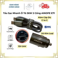 36W Car Fast Charger with C to C Cable AIOPE E71 Super Compact, 2 Type C Ports - PD/PPS Fast Chargin