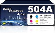 504A Toner Cartridge 4 Pack (High-Yield) Replacement for HP 504A 504X for Color CP3525 CP3525n CP352