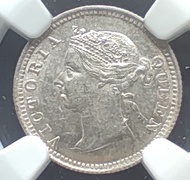 ​🪙【NGC MS 62】1895年 香港五仙銀幣 Hong Kong 5 Cents (維多利亞女皇) 靚品