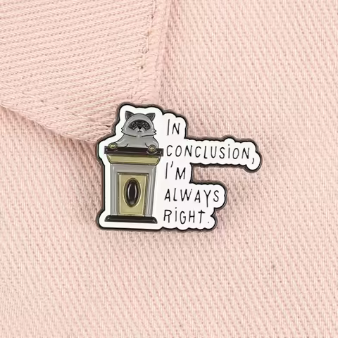 In Conclusion I'm Always Right Enamel Pin Funny Raccoon Lawyer Animal Brooch Lapel Badge Jewelry Gif