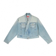 Women's Light Blue Casual Fashion V-Neck Denim Jacket FD6 2DV242 6B8 DS