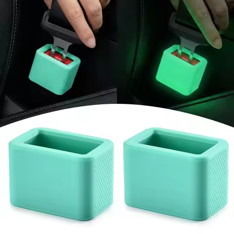 2Pcs Glow-in-the-Dark Seat Belt Buckle Holder, Silicone Rear Booster - Makes Receptacle Upright for 
