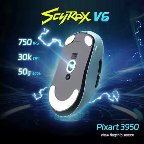 SCYROX V6 Gaming Mouse, Pixart 3950, Optical Switches, Web Based Software, 8K Dongle Included
