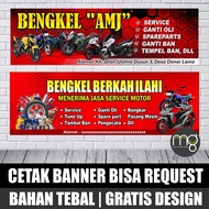 Spanduk Bengkel Service Motor/ Mobil: banner servis otomotif Tebal Awet dan Desain Sesuai Keinginan 