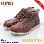 【街頭巷口 Street】 ORIS 男款 紳士風格真皮 半筒雙材質拼接 休閒鞋 SB15919A03 咖啡色