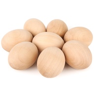 BIGOTTERS Wooden Fake Chicken Eggs, 8PCS Unpainted Faux Wood Eggs for Encouraging Hens to Lay Eggs