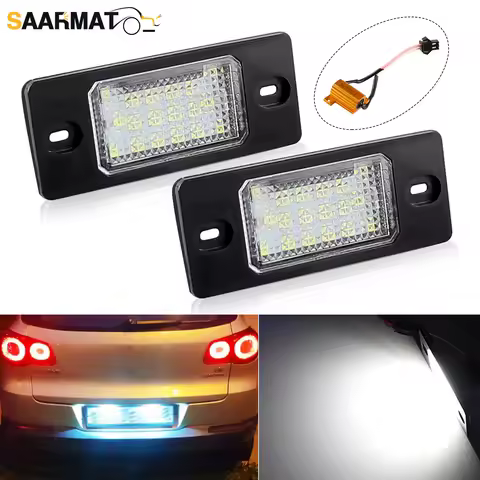 2pcs CANBUS 6500K White LED License Plate Lights for VW Golf5 Passat B5.5 Tiguan Touareg Porsche Cay