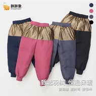 Casual Down Pants Warm Pants for Older Children Thickened Boys and Girls Black and Gold New Long Sty