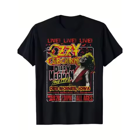Ozzy Osbourne Diary Tour Des Moines Iowa Print T-Shirt Top Valentine's Day Gifts Men Women Cotton He