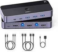UGREEN USB 3.0 KVM HDMI Switch 4K@60Hz High-Speed Transmission Share 3 USB + 1 Type-C Ports for Keyb