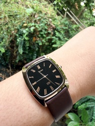 Citizen Exceed 復古方形石英手錶 黑金鎢鋼