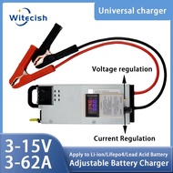 Lifepo4 Charger 12V 62A 60A Lithium Battery Charger 110V-240V Input 3-15V Adjustable Quick Fast Adap