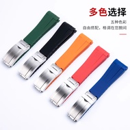 Suitable for rolex rolex Watch Strap Arc Original Rubber Silicone Black Green Blue Water Ghost Brace
