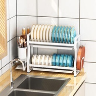 廚房碗架瀝水架304不鏽鋼濾水碗碟架窄小型置物架雙層碗盤收納層架