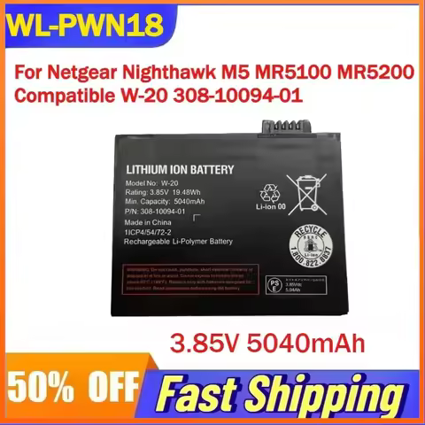 3.85V 5040mAh WL-PWN18 Battery For Netgear Nighthawk M5 MR5100 MR5200 Wireless Router Compatible W-2