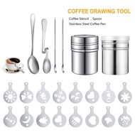 22PCS Reusable Coffee Decorating Stencils Coffee Carving Pen Portable Latte Art Pen Coffee Mold Tool