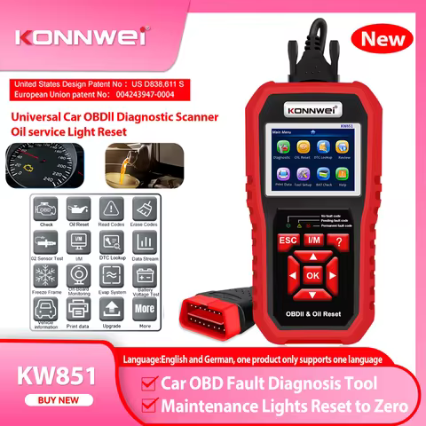 2025 New KONNWEI KW851 Car OBD2 Diagnostic Scanner Oil Service Light Reset Read Clear Codes O2 Senso