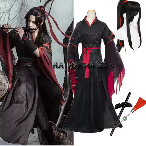 Hot Cool Wei Wuxian Cosplay Mo Xuanyu Costumes Mo Dao Zu Shi The Untamed Cosplay Wig Shoes Black Boo