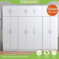 🔥15MM THICKNESS WOOD🔥HAZRI 7 X 8FT  7 DOORS WARDROBE / ALMARI BAJU / /kabinet baju衣厨