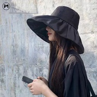 2024 New Arrival Women's Thin Face Covering Korean Black Gel Sunscreen UV Sunshade Hat UV Fisherman's Hat