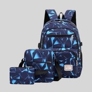3pcs 900D Printed Backpack Set, Student School Bag, Sports Casual Large Capacity Backpack, College S