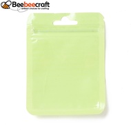 100pcs Rectangle Plastic Zip Lock Gift Bags with Transparence Windows Resealable Bags Yellow Green 1