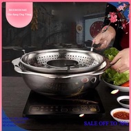 [FREE Shi] Korean 2-Storey Stainless Steel Hot Pot, Multi-Purpose Hot Pot With 2 Compartments Can Be Used Induction Cooker And gas Stove, Stainless Steel Pan 304 Is Safe