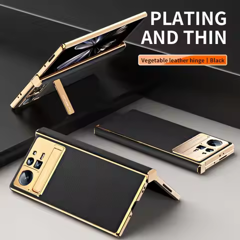 Hinge Cover for Xiaomi Mix Fold 2 Case with Kickstand and Screen Glass Film Leather Hinge Protective