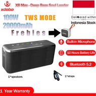 【Frebies】XDOBO X8 Max 100W Nirkabel Bluetooth Speaker 20000mAh TWS Deep Bass Speaker IPX5 Tahan Air Speaker dengan Tali