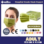 Medtecs Official Palm Green Color Medical Grade Facemask 50pcs Non-China Surgical Face mask 3ply FDA Approved Final Sale