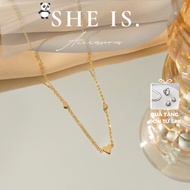 Women's stainless titanium necklace with 3 small hearts - Elegant, beautiful neckline | October 20th