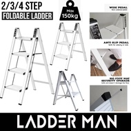 2/3/4 Step 150kg Capacity Heavy Duty Foldable Ladder Folding Step Stool Sturdy Steel Ladder