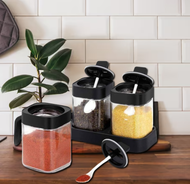 3in1 Kitchen Seasoning Spice and Condiments Bottle Jar Set with Organizer