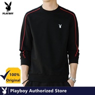 ❉♙ PLAYBOY เสื้อกันหนาวแฟชั่นสไตล์เกาหลีเสื้อสเวตเตอร์คอกลมแขนยาวทรงหลวมสำหรับนักเรียนผู้ชาย