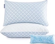Intoipush Cooling Bed Pillows for Sleeping - Memory Foam Pillows 2 Pack King Size Firm Pillow for Side and Back Sleepers with Adjustable Gel Shredded Extra Fill &amp;Cooling Removable Cover