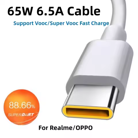 Original 6.5A 1/1.5/2M USB Type C Cable For Realme 65W 67W 80W Fast Charge Cable Super Vooc Dart Cor