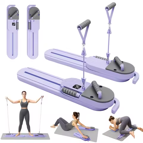 Pilates Reformer Board AB Portable Split Resistance Gym Equipment with Resistance Bands LCD Display 