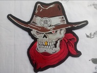 Big Skull Bandit Cowboy Embroidered Iron On Biker Jacket Back Patch, 11''x10'', Unisex for All Age G