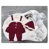 Red wool set with hat for girls 5-13kg