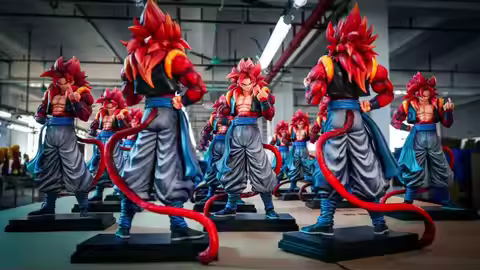 HOT-presale 31cm JT studio Dragon Ball Anime Figures ssj4 Gogeta Figures 3 hands PVC Statue Collecti