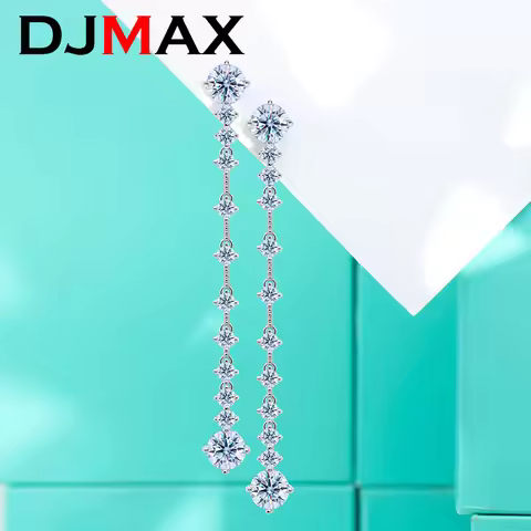 DJMAX D Color 1.5/3ct Long Tassels Moissanite Earrings for Women Premium Party Wedding Ear Studs S92
