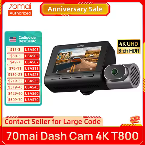 70mai Dash Cam T800 4K IMX678 Front Cam & 1080P Infrared Interior Cam Dual Channel in One Recorder 7