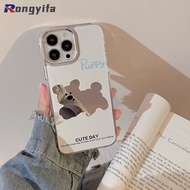 Cute Puppy Mirror Phone Case For Samsung Galaxy S25 S24 S23 S22 S21 Plus S20 FE Note 20 Ultra F55 F1