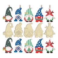 (NHVF) 50PCS Christmas Wooden Gnome Cutouts Slices Unfinished Blank Wood Hanging Ornaments Christmas