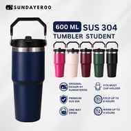 SUNDAYEROO 600ML Tumbler Tahan Sejuk With Handle Thermos Flask Water Bottle Tahan Sejuk 304 Stainles