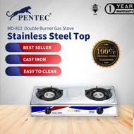 YU Ready Stock Pentec Double Burner Gas Stove / Dapur Gas